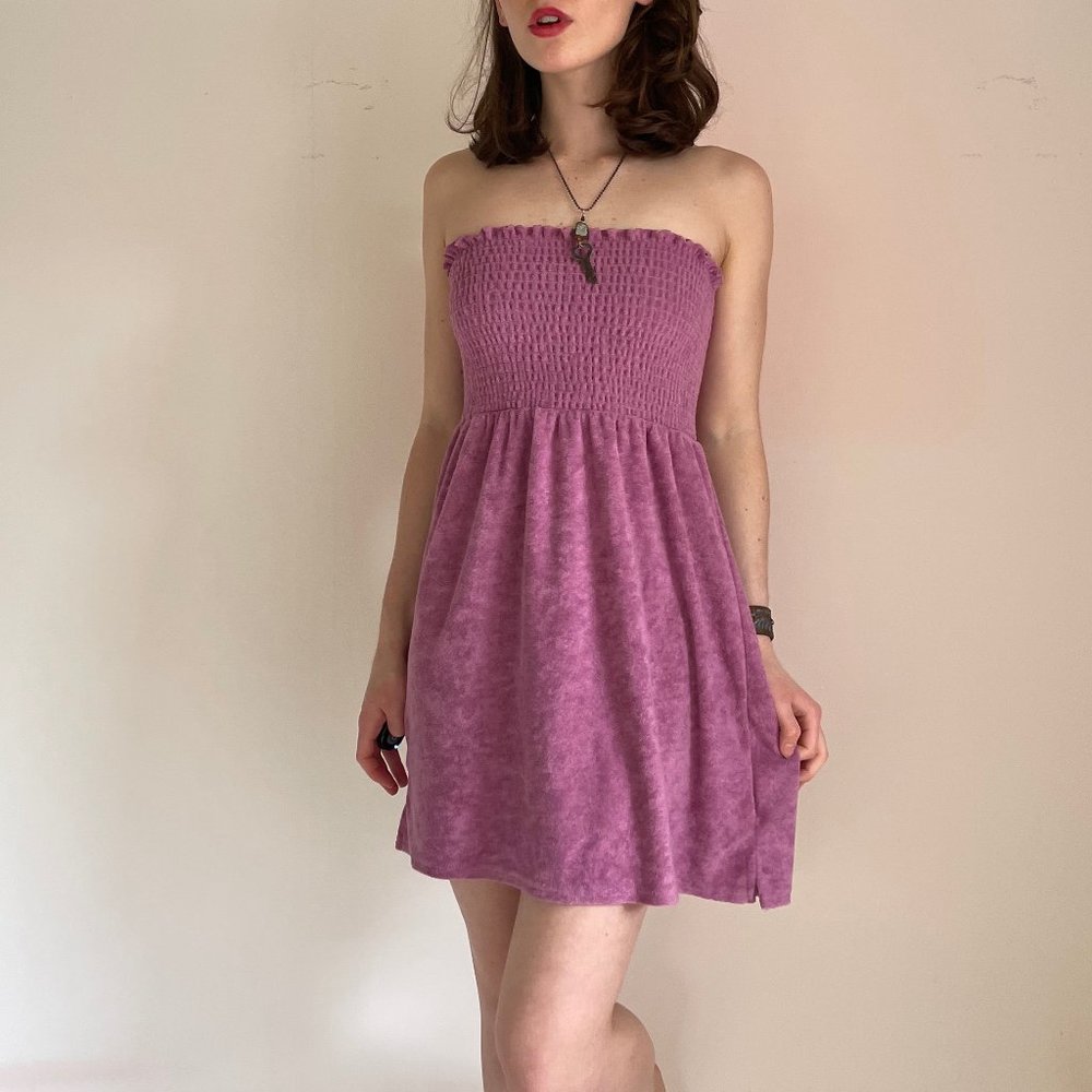 purple terrycloth mini dress